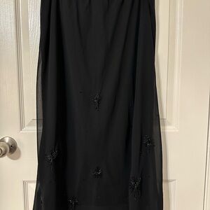R&M Richards Black Maxi Skirt with Beaded Accents